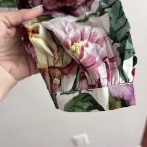 AURA Floral Ruffle Puff Sleeve Top Large Women’s Cotton Prairie Cottagecore NWT - Picture 7 of 14